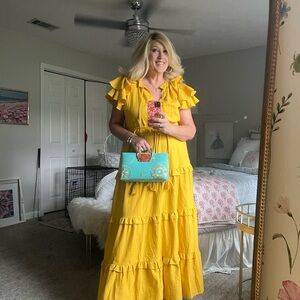 Yellow Ruffled Maxi Dress size L